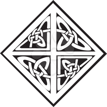 A square celtic knots design with four sections, isolated against a white background