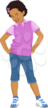 Vector illustration of girl with hand on hip.