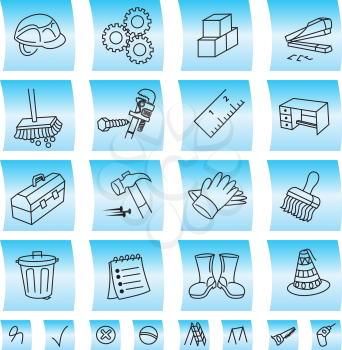 Construction buttons and icons, vector illustration