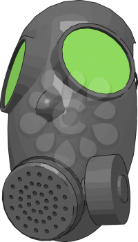 Grey gas mask with green detailes vector illustration on white background