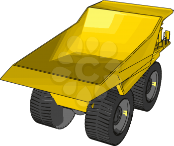Vector illustration of an yellow dumper truck white background