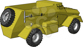 3D vector illustration on white background of an yellow armoured military vehicle