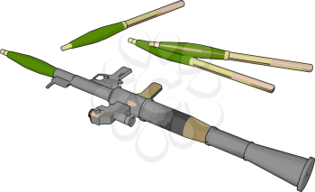 3D vector illustration on white background  of a military shoulder fired rocket launcher