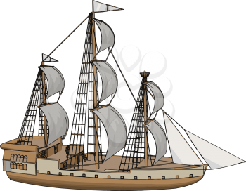 Simple vector illustration of an old sailing ship white backgorund