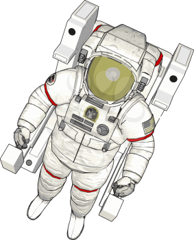 Vector illustration of an astronaut white background