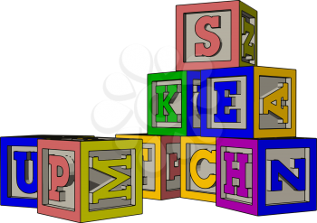 Various colorful toy blocks vector illustration on white background