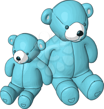 Blue  teddy bears vector illustration on white background