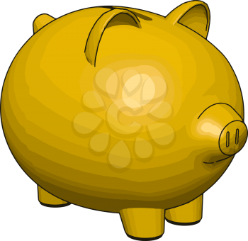 Yellow piggy bank vector illustration on white background