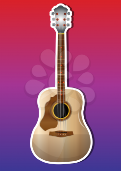 Guitar, Acoustic, Brown, vector illustration