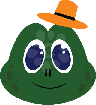 Green frog with orange hat and blue eyes illustration vector on white background