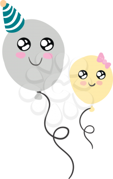 Two colorful balloons vector or color illustration