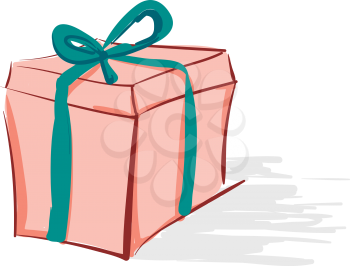 A pink gift box vector or color illustration