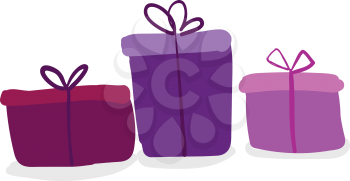 Three colorful gift boxes vector or color illustration