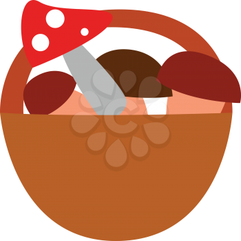 Basket with mushrooms inside illustration vector on white background 