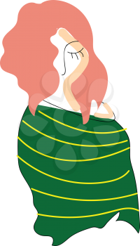Pink haired girl illustration vector on white background 