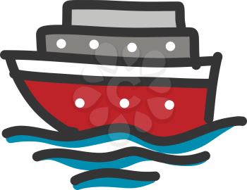 Red boat illustration vector on white background 