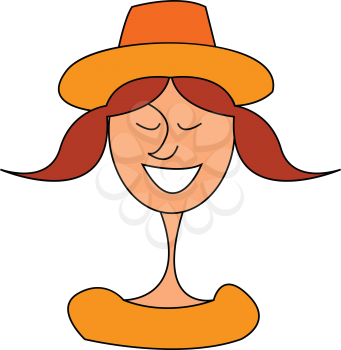 Smiling girl with hat illustration vector on white background 