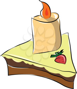 Piece of cake with strawberry toppings vector or color illustration