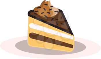 A piece of chocolate cake vector or color illustration