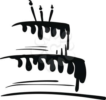 Black and white birthday cake vector or color illustration