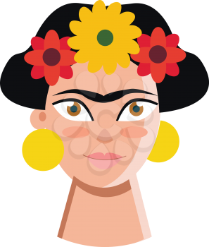 Self portrait of Frida Kahlo vector or color illustration