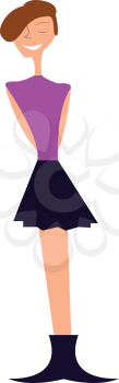 Young girl in trendy party dress vector or color illustration