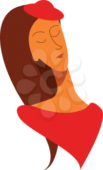Woman in red dress vector or color illustration