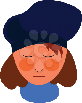 Young girl in blue head cap vector or color illustration