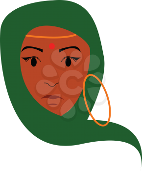 Young lady in Indian attire vector or color illustration
