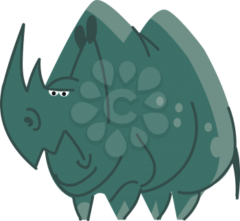 Blue angry rhinoceros vector or color illustration