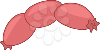 A piece of sausage vector or color illustration