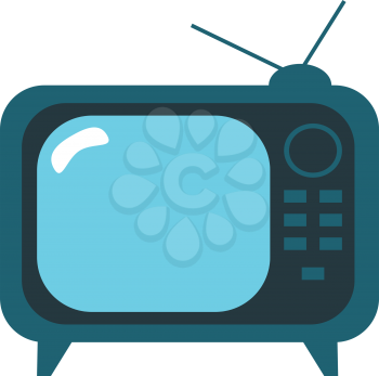 Old fashioned box television set vector or color illustration