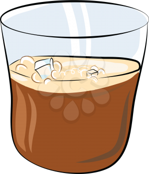 A glass of whiskey on the rocks vector or color illustration