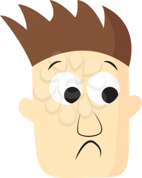 A shocked brown-haired boy vector color drawing or illustration 