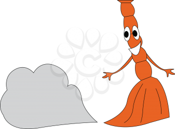 A dancing brown broom with hands and a smiley face is sweeping away dust vector color drawing or illustration 