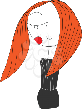 A girl with orange hair flushed cheeks wearing a grey sweater vector color drawing or illustration 