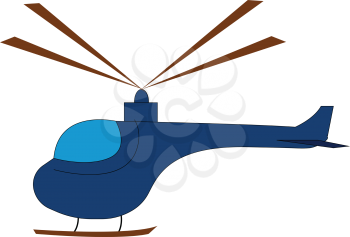 A flying blue color helicopter vector color drawing or illustration 