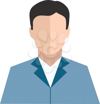 Clipart of a man in blue-colored coat suit looks handsome and has no eyes nose and lips vector color drawing or illustration 