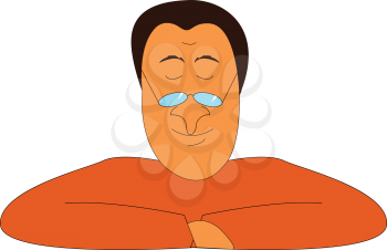 A funny man with glasses on his nose is wearing an orange-colored shirt vector color drawing or illustration 