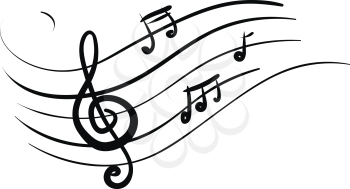 A silhouette of musical notes over white background typically represent modern musical notation vector color drawing or illustration 