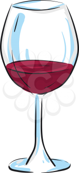 Cartoon champagne glassware filled with some amount of red wine is ready to be enjoyed by someone vector color drawing or illustration 