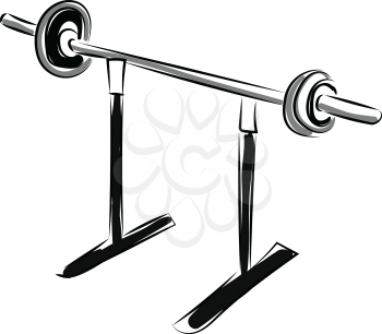 A very heavy barbell resting on its stand vector color drawing or illustration