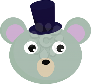 A cute bear toy with a long blue hat vector color drawing or illustration