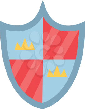 Cartoon heater shield in blue and red color that displays the coat of arms of a particular country vector color drawing or illustration 