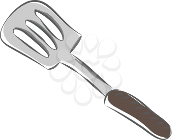 Clipart of a spoon to cook macaroni provided with a wooden handle engraved with green polka designs vector color drawing or illustration 