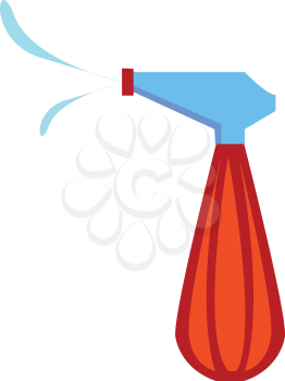 An orange-colored clipart spray bottle that can squirt spray or mist fluids dispense cool cleaners cosmetics and chemical specialties vector color drawing or illustration 