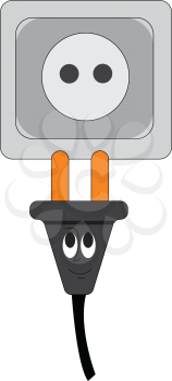 Unpluged plug with a smiling face vector illustration on a white background