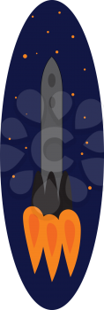 Simple  vector illustrationof a grey rocket in space eclipse  on white background
