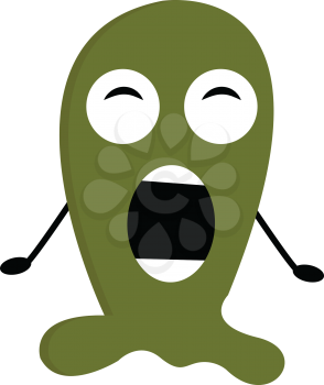 Green screaming monster vector illustration on white background