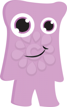 Simple cartoon of a purple smiling monster vector illustration on white background